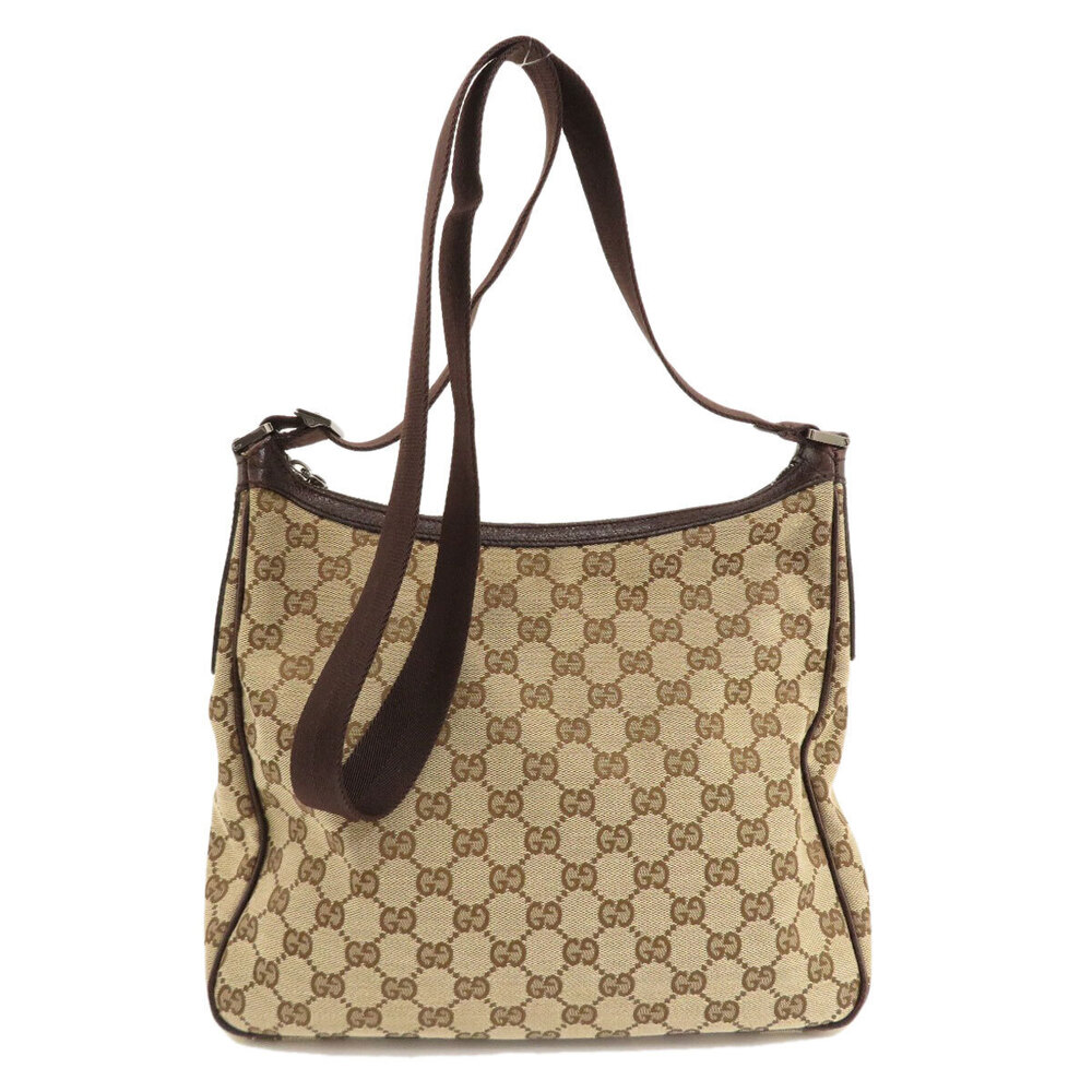 Gucci Bag GG Shoulder leather monogram brown Canvas beige